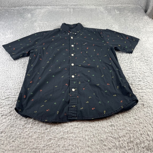 Matix Other - Matix Mens Small Black Short Sleeve Button Down Shirt Palm Tree Cactus Tequila